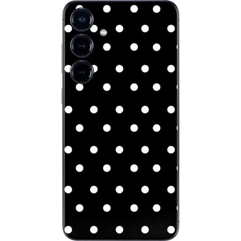 Black and White Polka Dots Galaxy S25 Skin